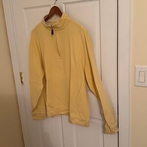 Orvis Men's Sweater Sweatshirt Butter Yellow Quarter-Zip Pique XL